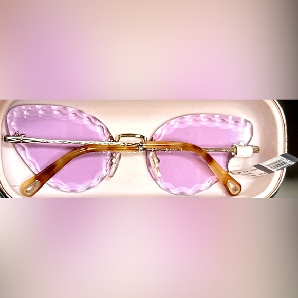 RARE Chloé Scalloped Cat Eye Sunglasses Purple Gradient 60MM NWT Luxe main image 12